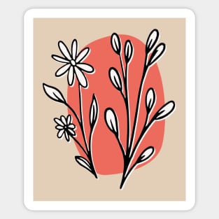 Abstract Mid Century Summer Flowers Sticker